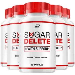 Sugar Delete Capsules SugarDelete Sugar Optimizer Pills Advanced Supplement, All Natural, Sugar Delete Maximum Strength Formula, Glycogen Support, 5 Pack, 300 Capsules