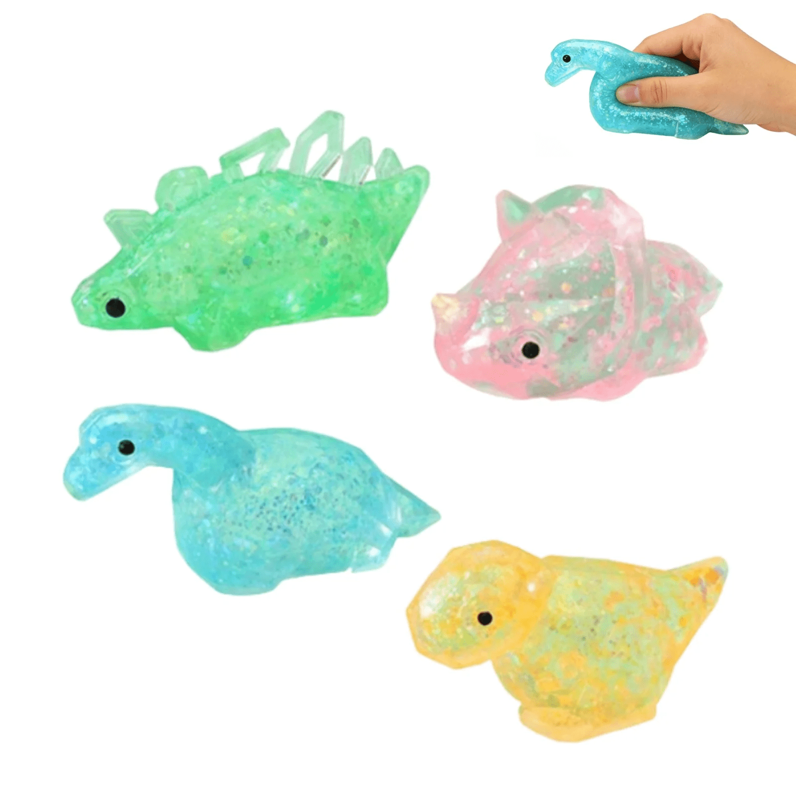 Sugar Diamond Dinosaur Squishy Toys for Stress Relief, Sparkle Slow Rising Dino Fidget for Desk Decor and Gift, Soft Squeeze