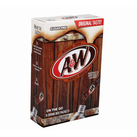 Sugar-Free A&W Root Beer Powder Mix 6-Count Packs (Pack of 4) Instant Drink Mix, 0 Sugar, Classic Root Beer Flavor