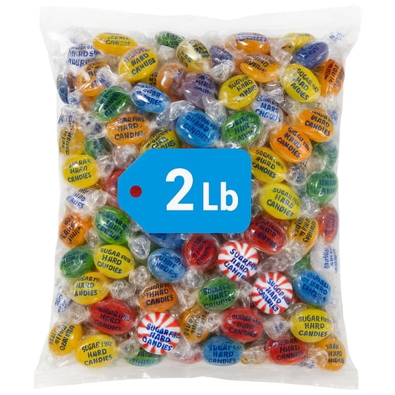 Sugar-Free Assorted Hard Drops  2lb Bulk Individually-Wrapped Mixed-Flavor Candy