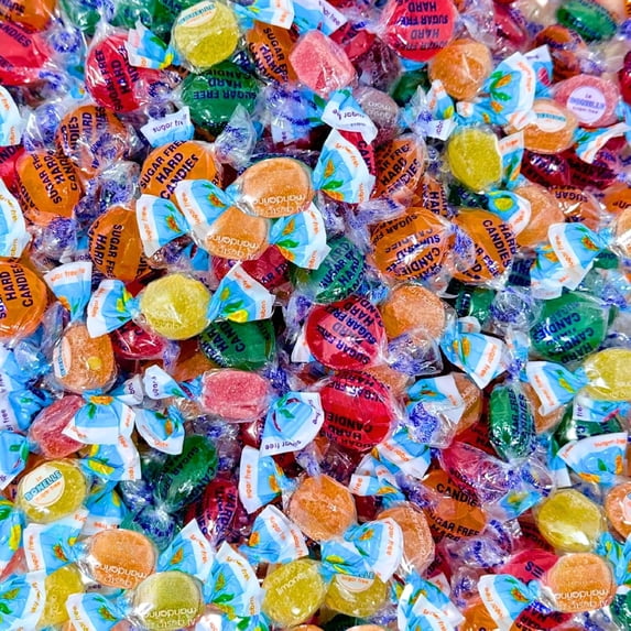 Sugar Free Assorted Italian Fruit Candy Mix, Soft Jelly & Hard Candy, Individually Wrapped, 1 lb Bag, Vegan, Gluten Free, Low Sugar, Made in Italy