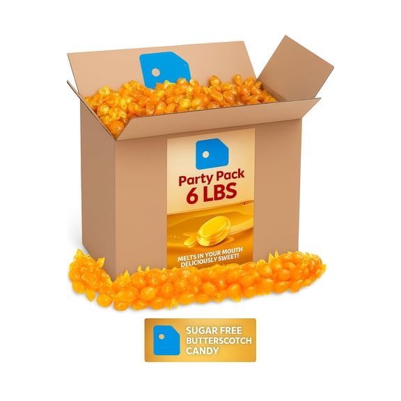 Sugar-Free Butterscotch Discs  Bulk 6 lb Bag, Classic Creamy Butterscotch Hard Candy, Diabetic-Friendly, Low-Sugar Treats for Candy Jars, Parties & Keto Snacks