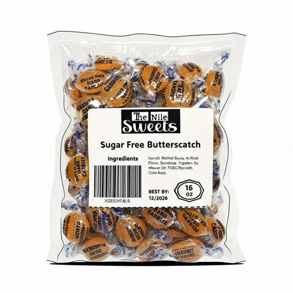 Sugar Free Butterscotch Hard Candy Buttons - 1 lb of Fresh Delicious Individually Wrapped Candy