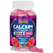 Calcium Supplement Gummies - Sugar Free Calcium Gummy with Vitamin D3 for Best Absorption - Supports Immune Health, Bones & Teeth - Natures Calcium Chews for Women & Men - Berry Flavor - 120 Gummies