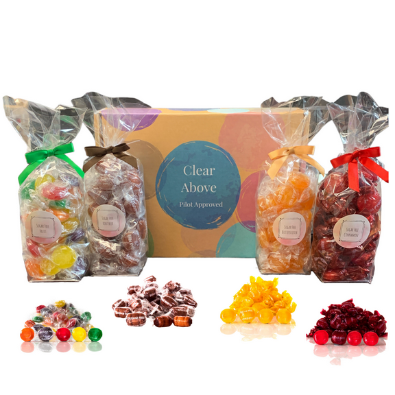 Sugar Free Candy Variety Gift Box Sugar Free Hard Candy Bulk Candy Individually Wrapped 4 Assorted Flavor Bags -Root Beer Barrels, Cinnamon, Butterscotch, and Fruit Flavors