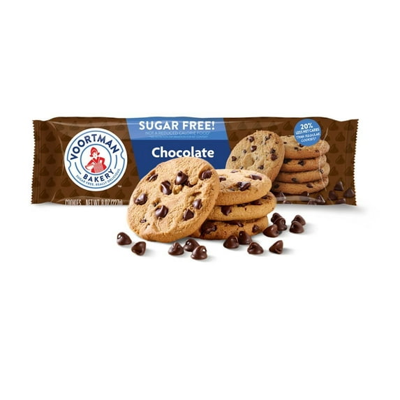 Sugar Free Chocolate Chip Cookies by Voortman Bakery, Crispy, Crunchy Cookies, 4 boxes, 8oz each