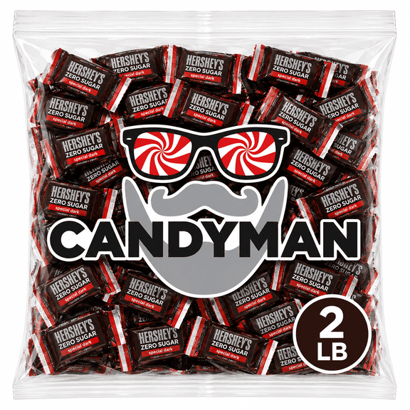 Sugar Free Chocolate - SPECIAL DARK Zero Sugar Chocolate Candy Bite Size Bars - 2 LB Bag - Individually Wrapped Chocolate