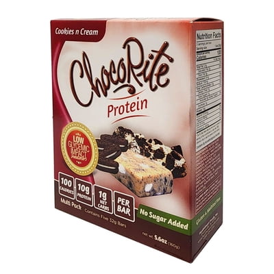 ChocoRite Protein Bars in Cookies n Cream Flavor Healthy Chocolate Keto Snacks with Protein  1g Sugar and Low Carbs  Multi Pack Box (5 Bars x 32grams)