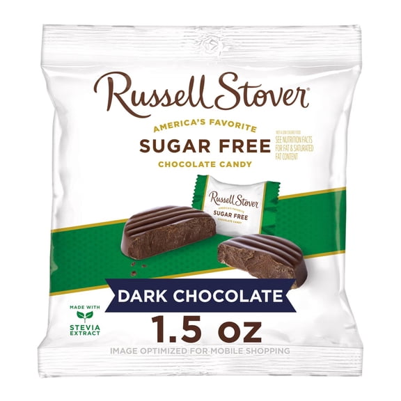 Sugar-Free Dark Chocolate Almond & Sea Salt Bark, 1.5 Oz, Pack of 8 | Russell Stover Stevia-Sweetened Dark Chocolate with Almonds & Sea Salt | Keto-Friendly | Ships in an Aromatik Damage Proof Box