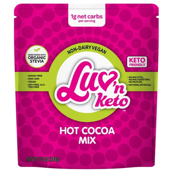 Sugar Free Drinking Hot GGA1 Chocolate - Stevia Sweetened, Keto 1g Net Carb Gourmet Hot Cocoa Mix - Gluten Dairy Free, Vegan Non-GMO Low Carb Paleo Ketogenic Diabetic Friendly Snack 10 oz