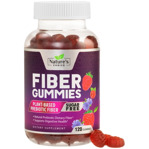 Fiber Gummies For Adults - Daily Digestive Health & Regularity Support - Sugar Free Soluble Fiber 4g Per Serving Gummy Supplement - Plant Based Prebiotic Gut & Digestion Support Gummy - 120 Gummies