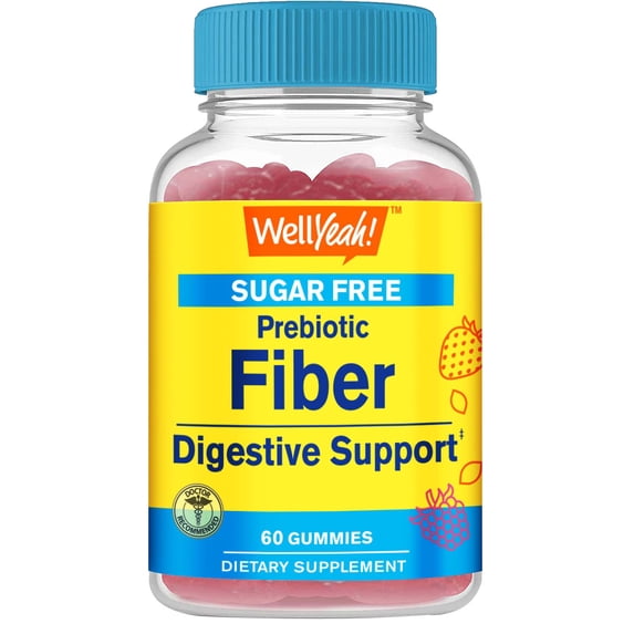 Sugar Free Fiber Gummies for Adults (4g)| Digestive Supprt |Prebiotic Fiber Supplement | 60 Count