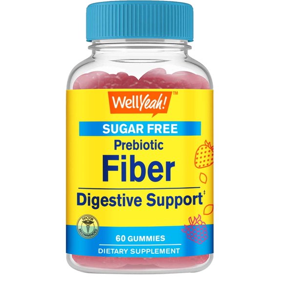 Sugar Free Fiber Gummies for Adults (4g)| Digestive Supprt |Prebiotic Fiber Supplement | 60 Count