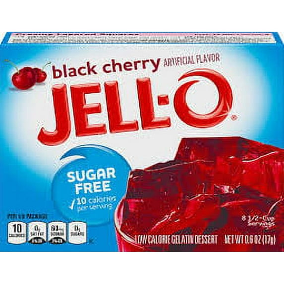Jell-O Sugar-Free Gelatin Dessert Black Cherry 0.6 oz (Pack of 16)