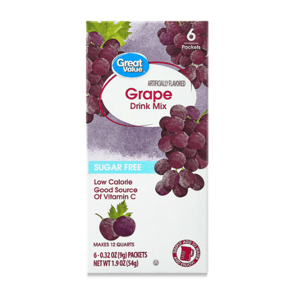 Sugar-Free Grape Drink Mix Powder, 1.9 oz, 6 Count