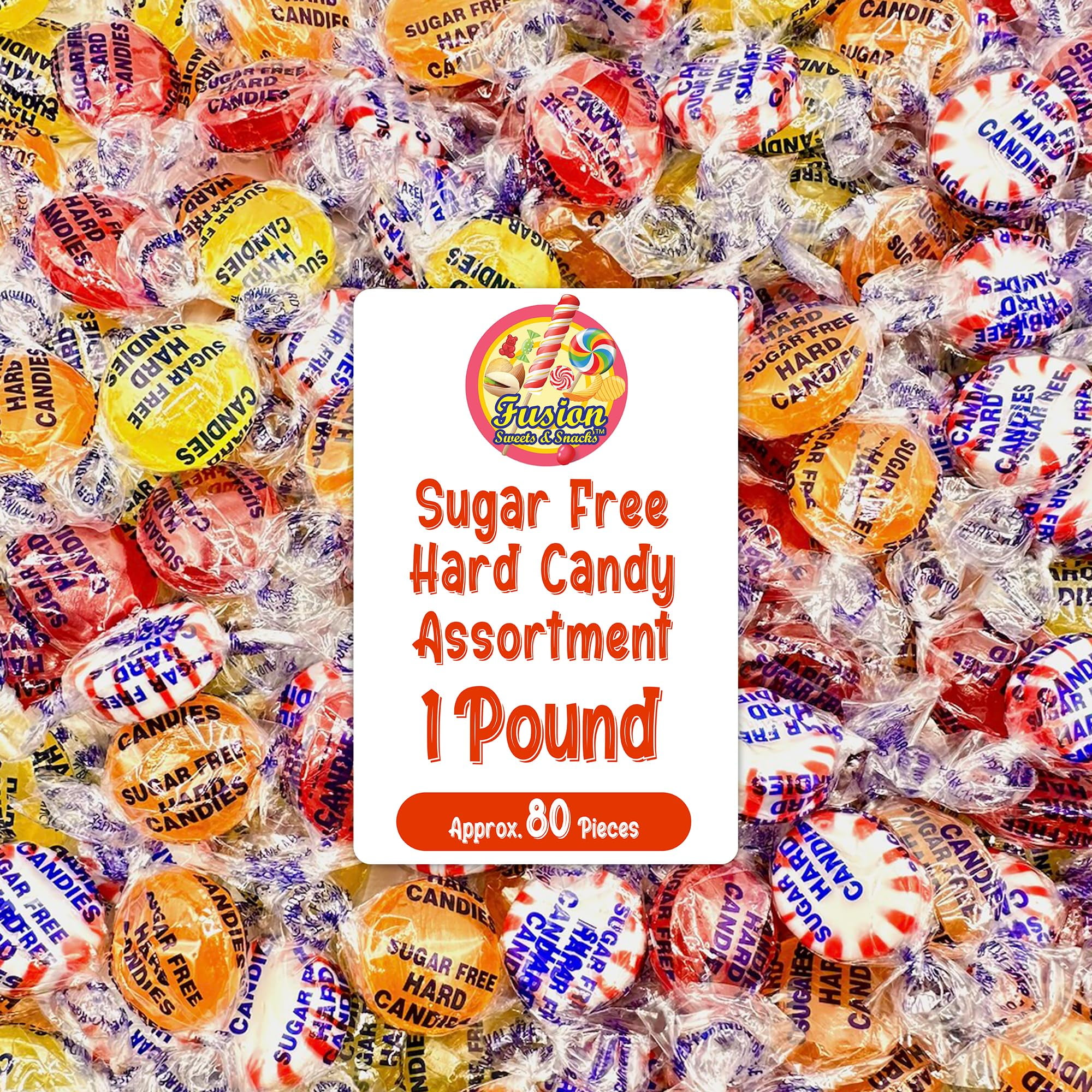 Sugar Free Hard Candy Assortment MDA05&nbsp;- 1 Pound Butterscotch, Lemon, Cinnamon, Peppermint Starlight Sugarfree Candy, Diabetic and Keto Friendly Zero Sugar Hard Candies, Individually Wrapped