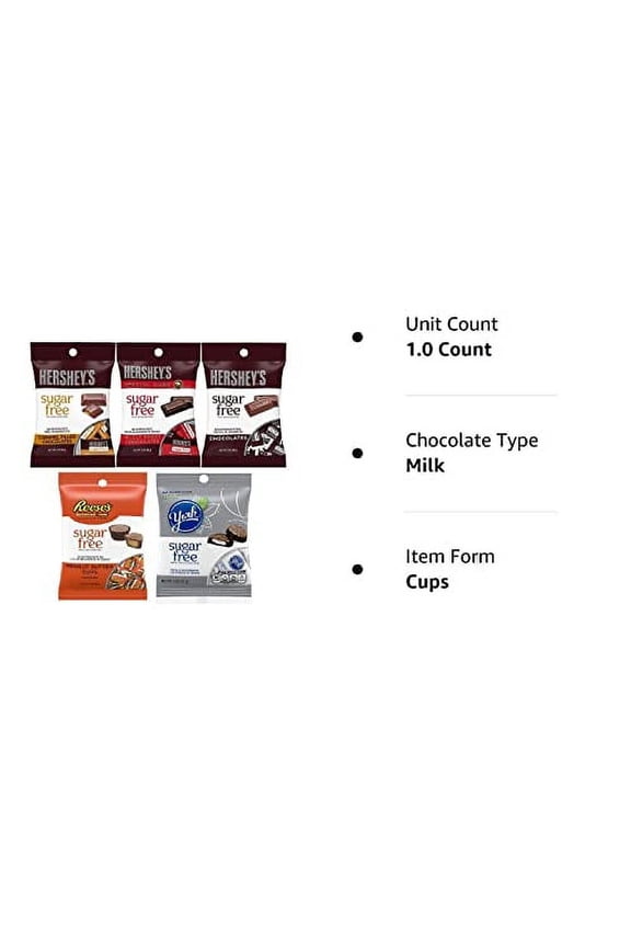 Sugar Free Hershey Ultimate Variety 5 Pack - Caramel Filled, Special Dark, Chocolates, Peanut Butter Cups, Peppermint Patties, 3 ounces