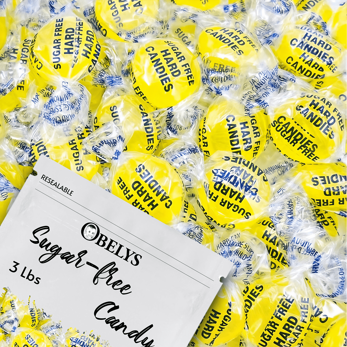 Sugar Free Lemon Drops Hard Candy | 3 Pounds (48 oz) | Individually Wrapped, Lemon Drops
