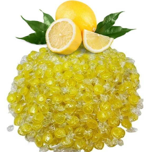 Sugar Free Lemon Hard Candy Buttons Lemon Drops 2lb Individually Wrapped Resealable Bag