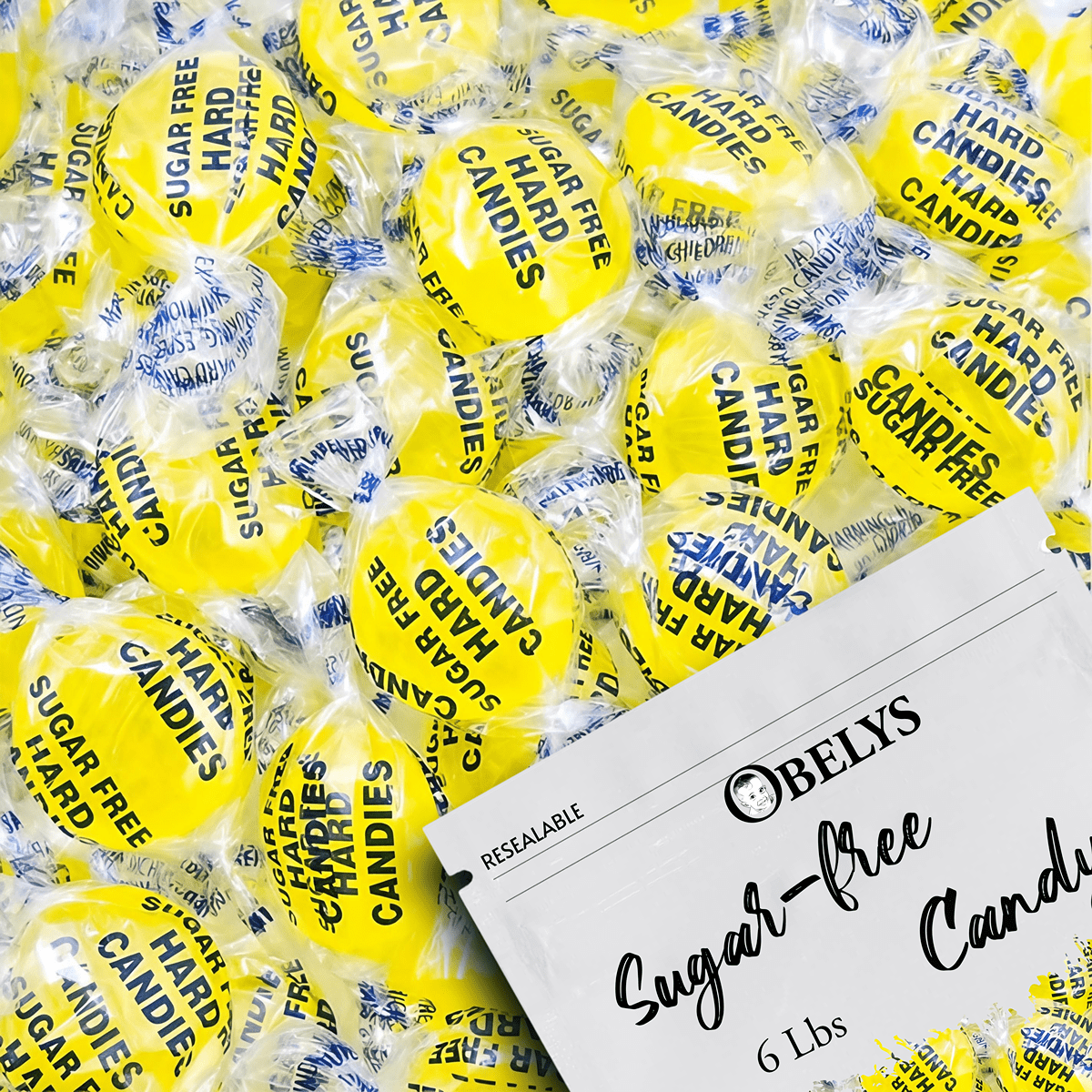 Sugar Free Lemon Hard Candy Drops | Individually Wrapped Lemon Flavored Candy | 6 Pounds (96 oz)