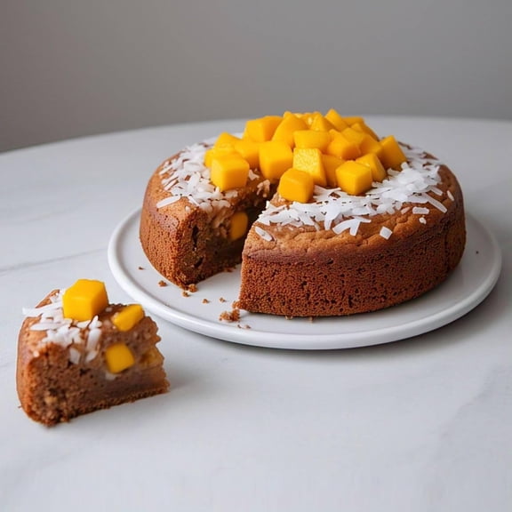 Sugar Free Mango Coconut Cake by Andy Anand  2.5 lb Guilt-Free Dessert, Dunked in Fresh Mango Puree, No Added Sugar, Perfect Diabetic-Friendly Cake for Celebrations, Tropical Flavor & Moist Texture