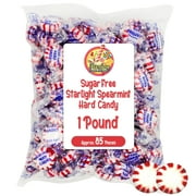 Sugar Free Peppermint Starlight Candy - 1 Pound Bulk Bag - Individually Wrapped Sugar Free Starlight Mints - Christmas & Holiday Peppermint Mints- Keto and Diabetic Friendly Sugarless Hard Candy