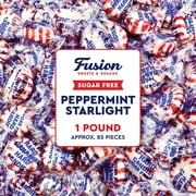 Sugar Free Peppermint Starlight Candy - 1 Pound Bulk Bag - Individually Wrapped Sugar Free Starlight Mints - Christmas & Holiday Peppermint Mints- Keto and Diabetic Friendly Sugarless Hard Candy