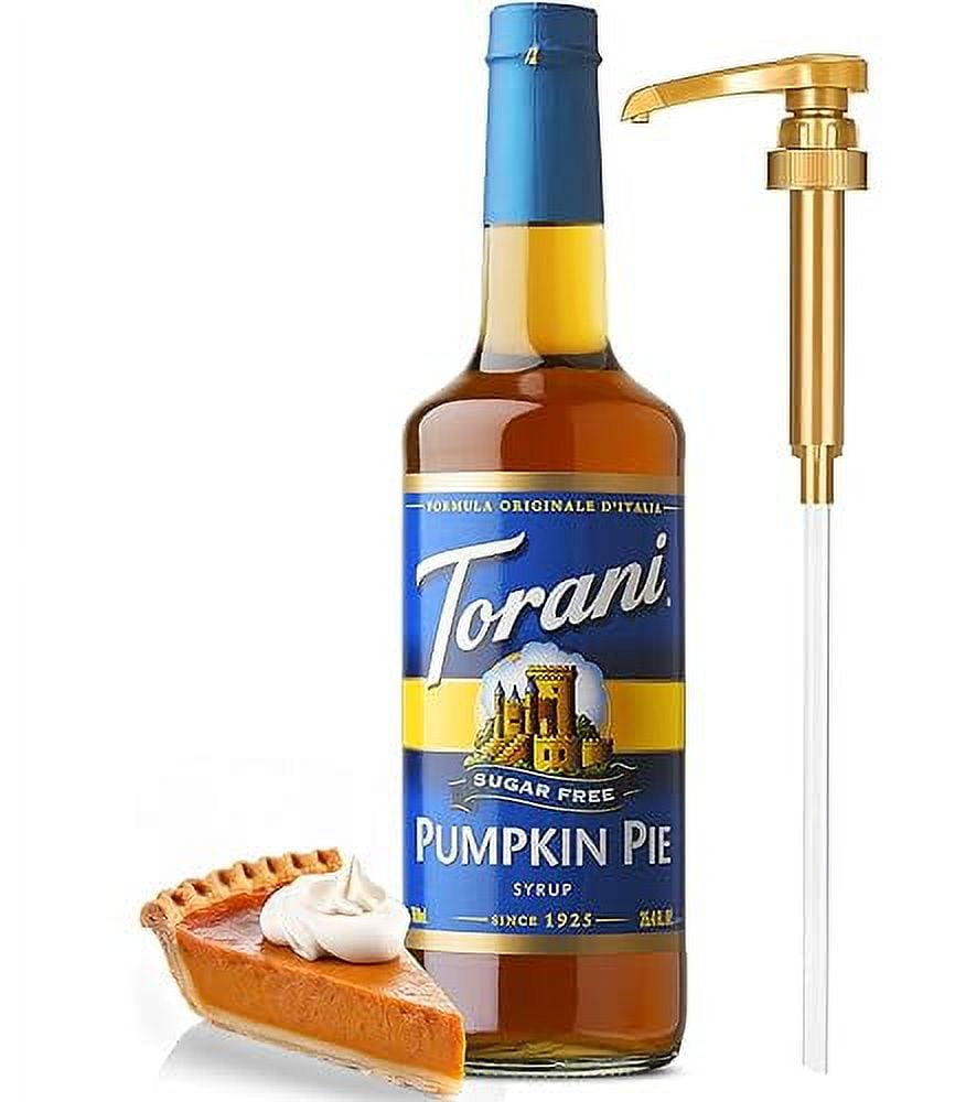 Sugar Free Pumpkin Syrup for Coffee 25.4 Ounces, Torani Sugar Free Pumpkin Pie with Little Squirt Syrup Pump