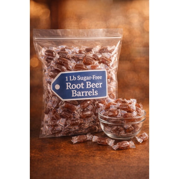 Sugar-Free Root Beer Barrels Candy  1 lb Bag, Classic Hard Candy, Sweet & Fizzy Flavor