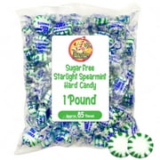 Sugar Free Spearmint Starlight Hard Candy - 1 Pound Bulk Bag (About 85 Pieces) - Keto Friendly Sugar Free Mints Individually Wrapped - Holiday Spearmint Mints - Delicious Sugar Free