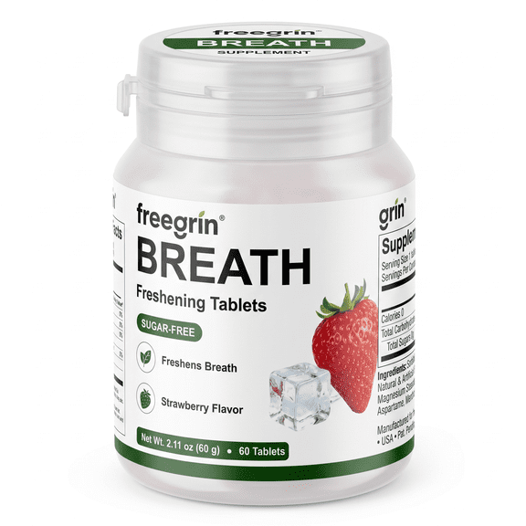 Sugar-Free Strawberry Breath Mints with Xylitol & Erythritol, Travel Size, Long-Lasting Fresh Breath & Oral Moisture for Daily Use, 60 Count