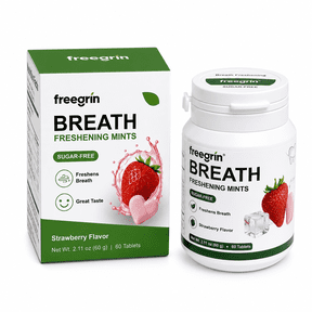 Sugar-Free Strawberry Breath Mints with Xylitol & Erythritol, Travel Size, Long-Lasting Fresh Breath & Oral Moisture for Daily Use, 60 Count