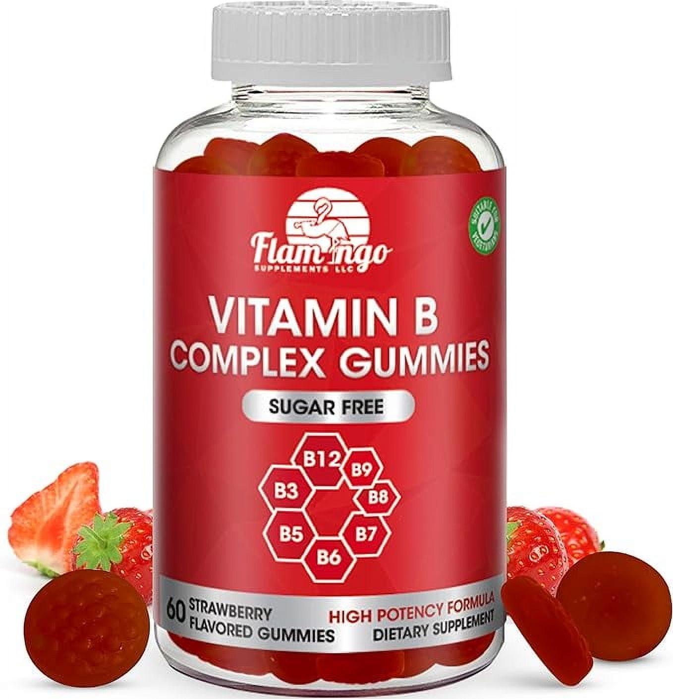 Sugar Free Vitamin B Complex Gummies - Vitamin B12, B7, B6, B3 (Niacin), B5, B8, B9 (Folate)- Third Party Tested- Prenatal, Vegan Diet, Older Adults - B Complex Vitamin Supplement- Two Month Supply