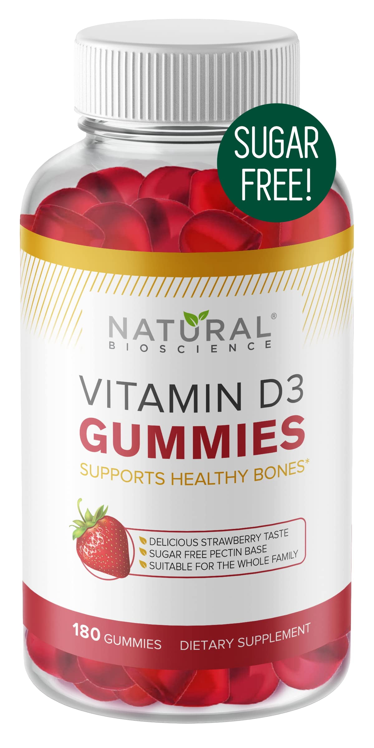Sugar Free Vitamin D3 Gummies Family Size 180 Gummies, Vitamin D for