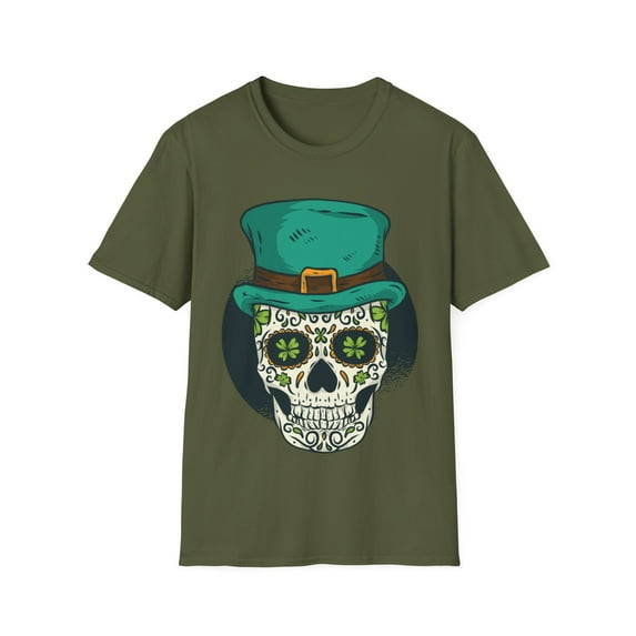 Sugar Front Skull Saint Patricks Day of Dead Novelty Apparel