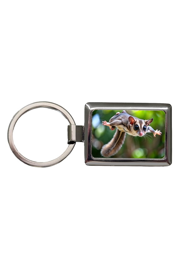 Sugar Glider Flying Gliding Metal Rectangle Keychain