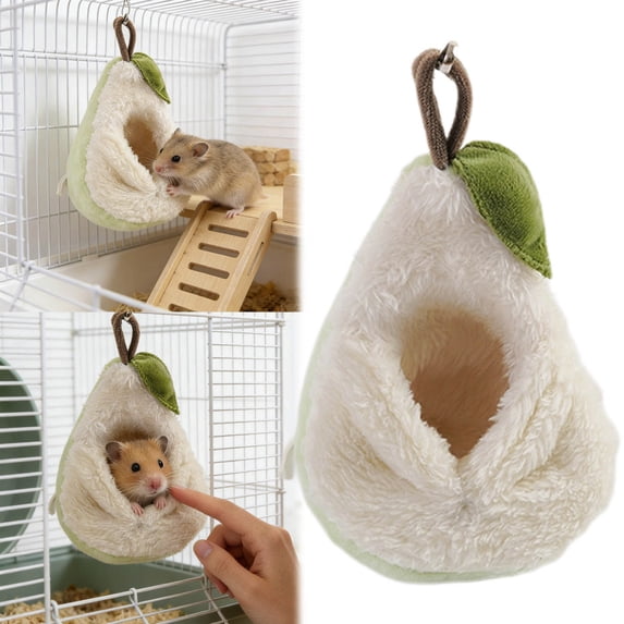 Sugar Glider Sleeping Pouch, Warm Plush Hamster Hammock with Hanging Loops, Small Animal Hideout Nest for Guinea Pig, Squirrel, Ferrets, Winter Cozy Cage Accessories for Mice, Gerbil