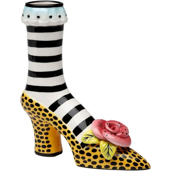 Sugar High Social Leopard Print Heels Vase, 6-1/2-Inch Tall, Functional and Decorative