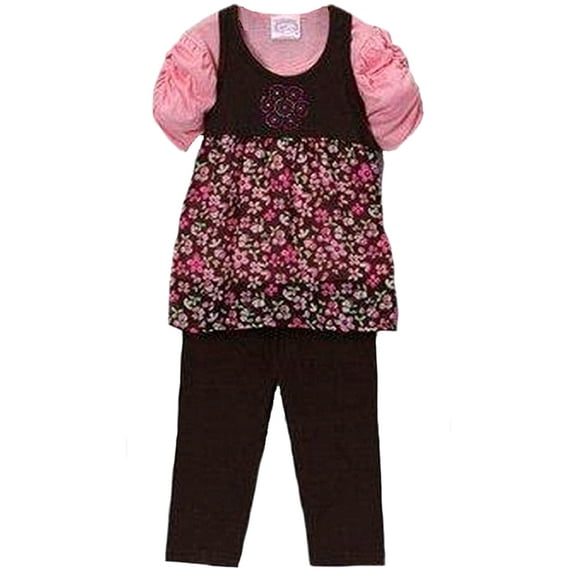 Sugar & Honey Little Girl's 3 Piece Floral Tunic Leggings Set - Size: L (6)