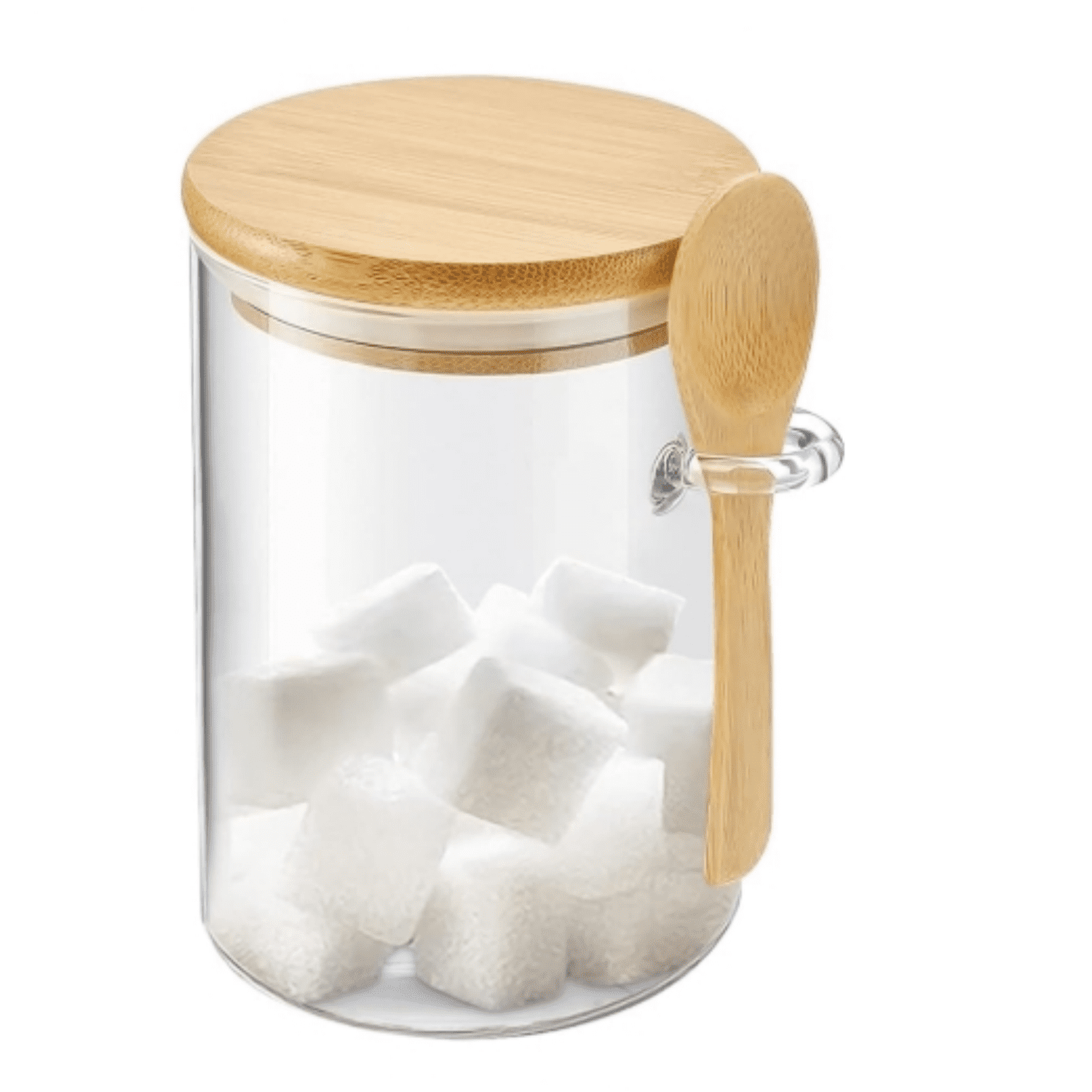 Sugar Jar Glass Salt Container,15 Ounces Clear Airtight Caning with ...