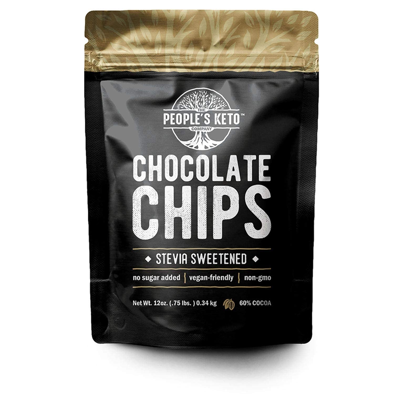 Sugar Large Chocolate Chips, Stevia Sweetened, 12 oz. Value Size, Non