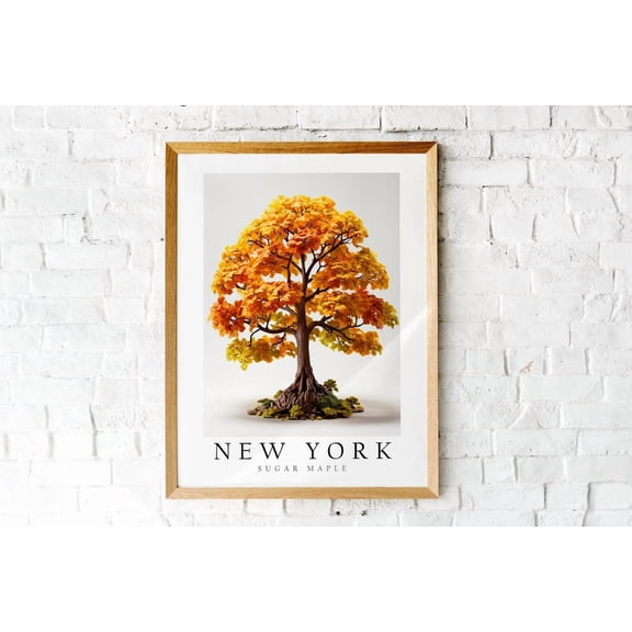Sugar Maple New York State Tree Scenic Destination Gallery Wall Art Decor Unframed Paper Print