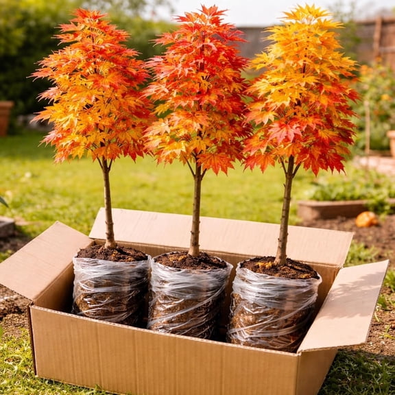 Sugar Maple Trees (Acer Saccharum) Live Plants  Brilliant Fall Color, Hardy Shade Tree, Perfect for Landscapes & Yards (3 Live Trees)