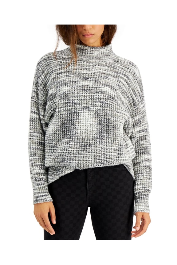 Sugar Moon Juniors Spacedye Waffle-Knit Sweater, Gray/S
