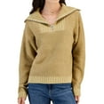 thumbnail image 1 of Sugar Moon Womens Quarter Zip Boucle Knit Sweater, Beige, Juniors, Medium, 1 of 1