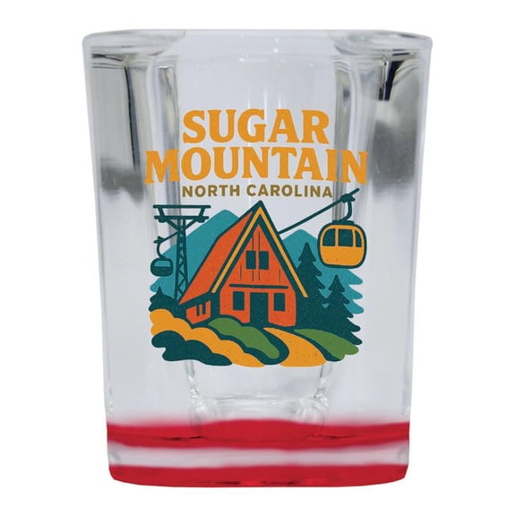 Sugar Mountain North Carolina Vintage Design Souvenir 2 oz Square Shot Glass – Red