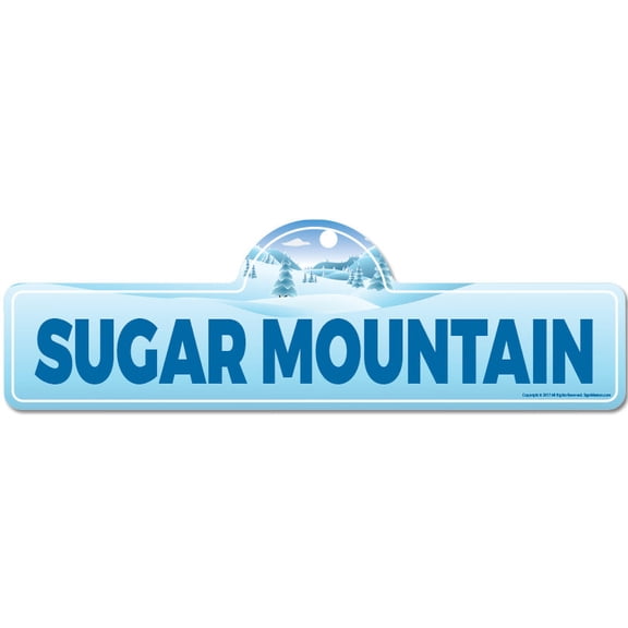 Sugar Mountain Street Sign | Indoor/Outdoor | Skiing Skier Snowboarder Décor for Ski Lodge Cabin Mountian House | SignMission personalized gift