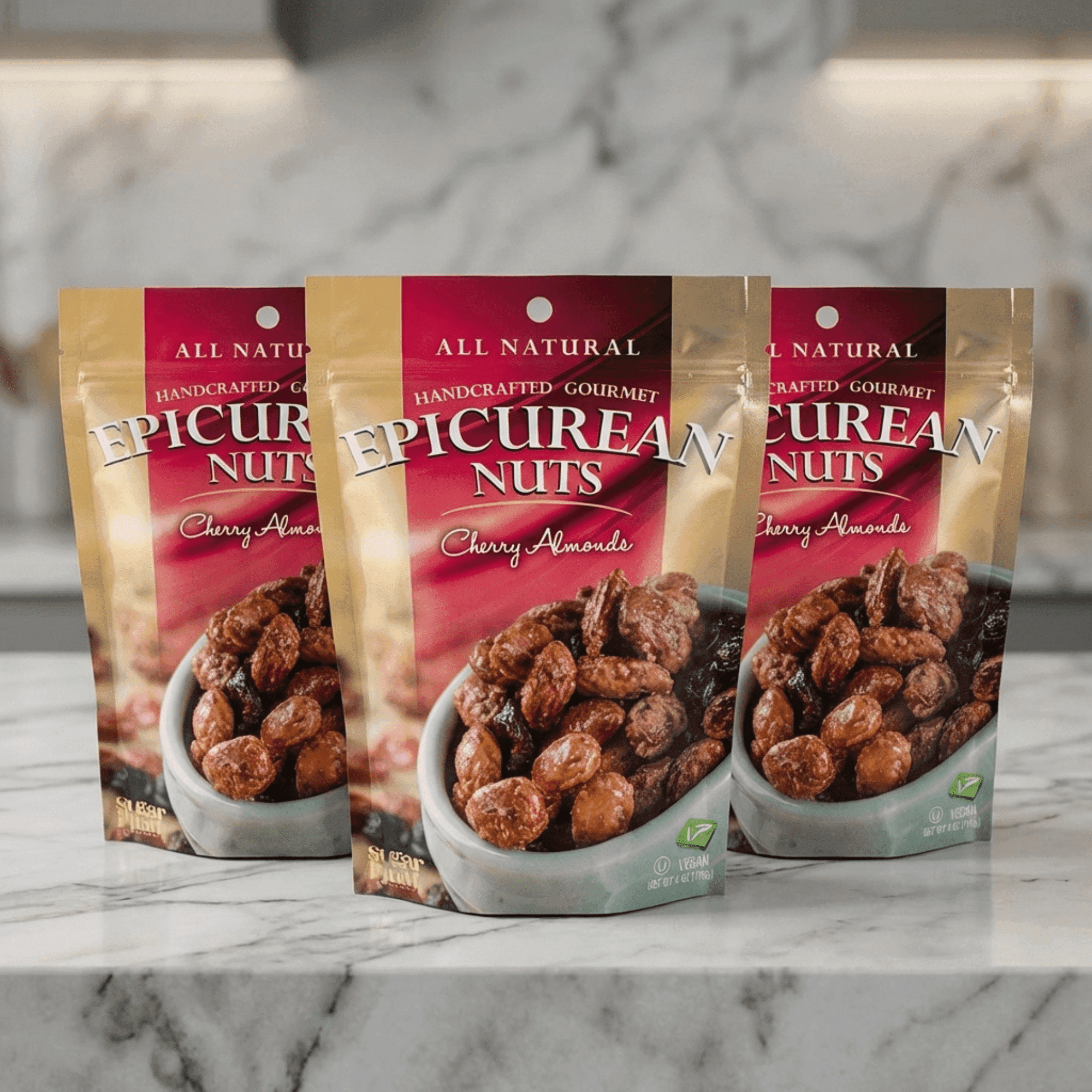 Sugar Plum Chocolates Epicurean Nuts Cherry Almonds Vegan 3 Resealable Bags 12 fl oz