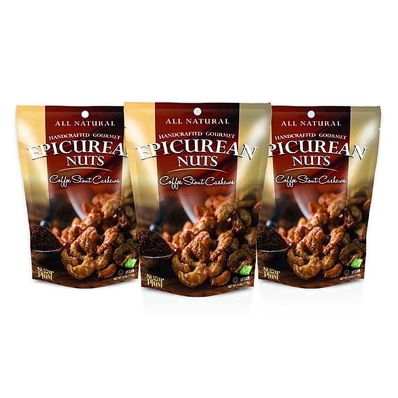 Sugar Plum Chocolates Coffee Stout Cashews - Epicurean Nuts - 4 Bags 4 oz. Each - 1 lb Total