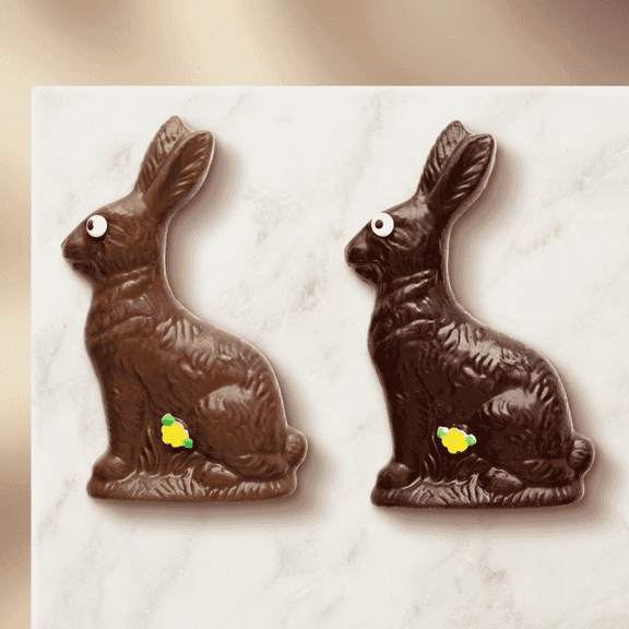Sugar Plum Chocolates Handmade Solid Milk and Dark Chocolate Easter Bunnies 2 Count 1 lb Total